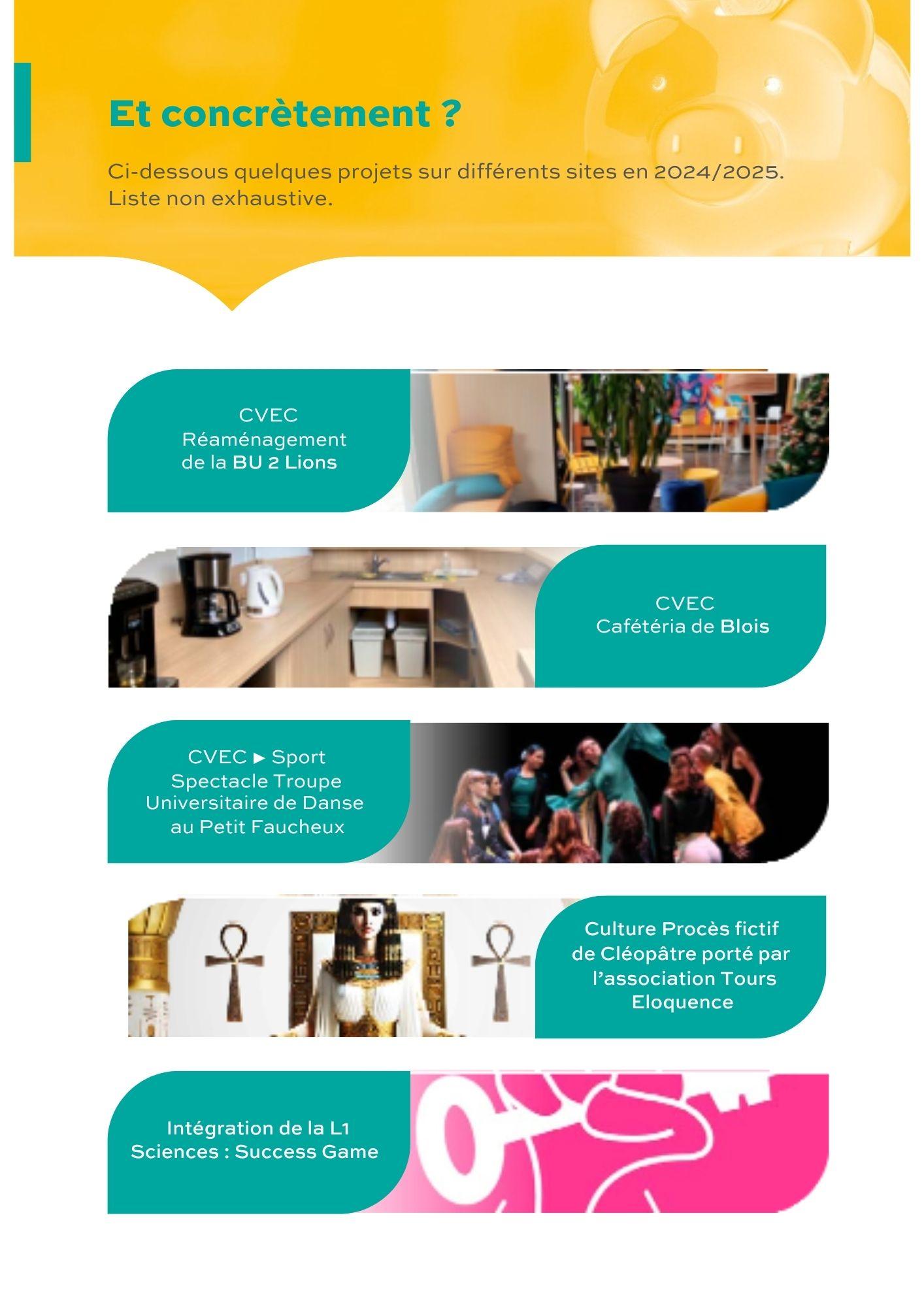 Infographie sur les réalisations des projets CVEC en 2024-2025
