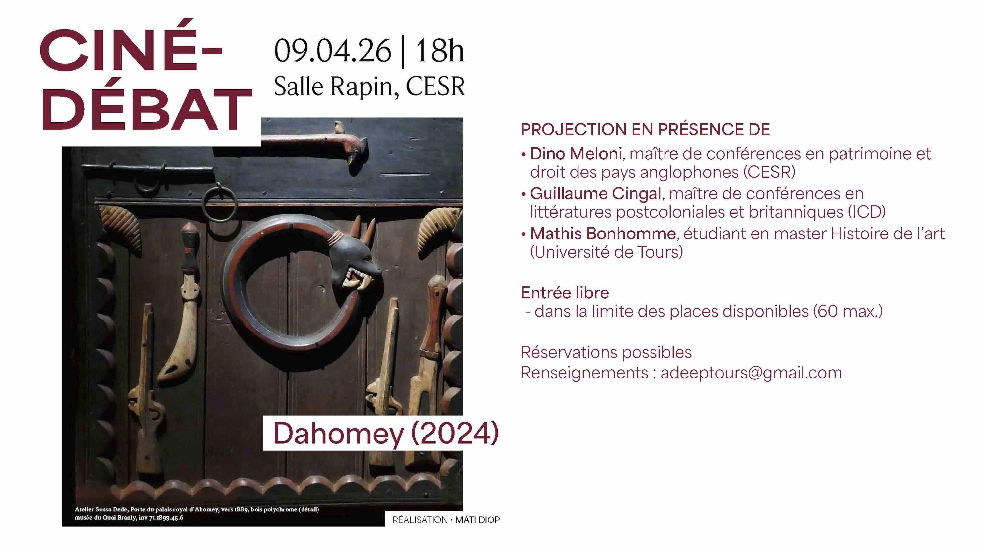 Affiche ciné-débat du film Dahomey