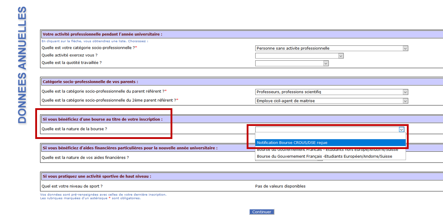 Ecran saisie bourse